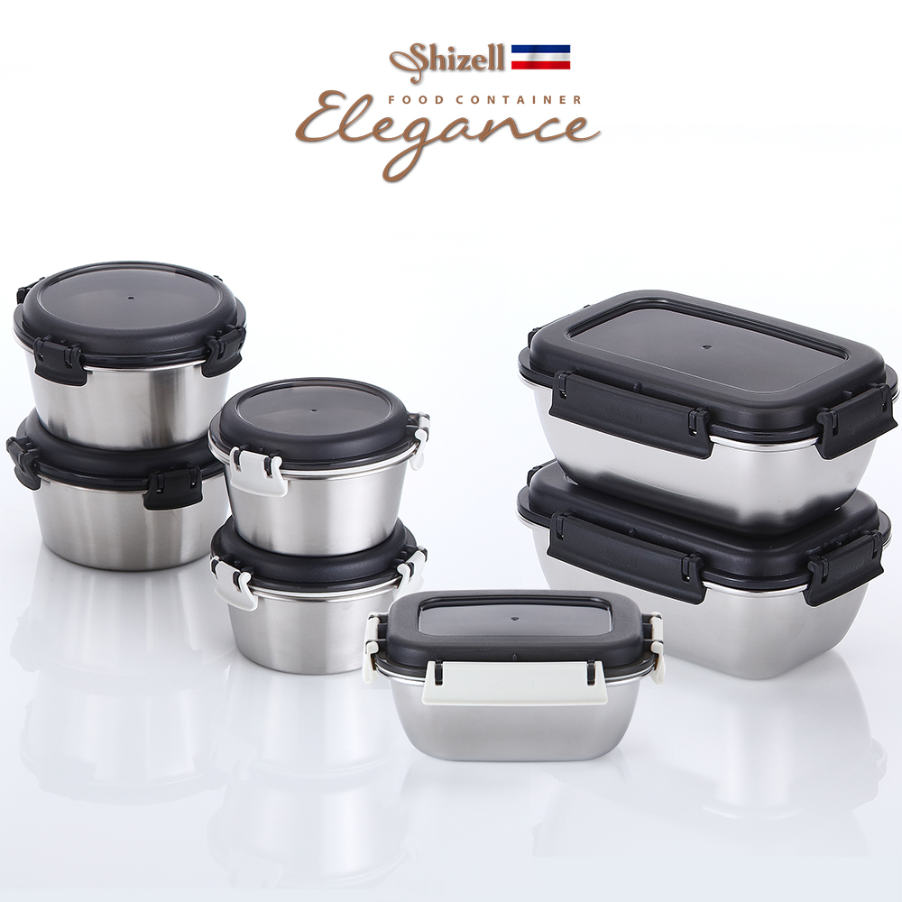 쉬젤 엘레강스 푸드컨테이너 종합7종세트(원형 350ml-2EA / 550ml-2EA  사각 550ml-1EA / 850ml-2EA)